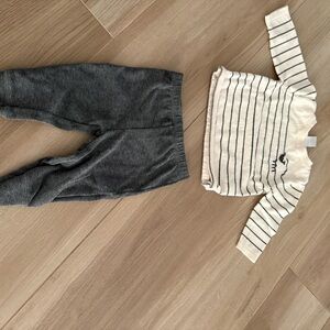 Carter's Gray and Cream Striped Kids Leggings Set